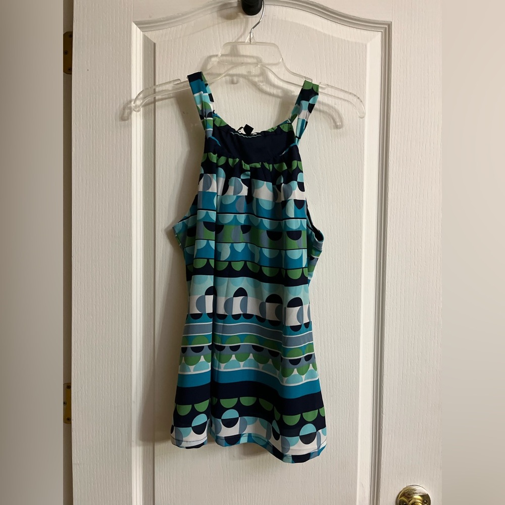Banana Republic Blue and Green Patterned Top